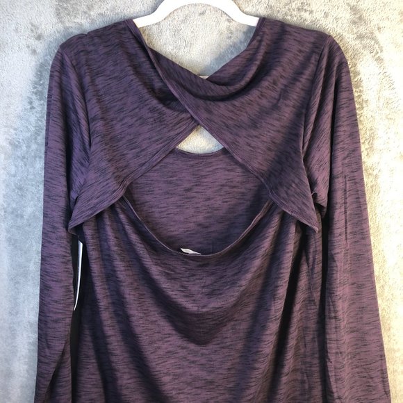 Marika Women's XL Work Out Open Back Twist Purple Long Sleeve Scoopneck Jersey - Picture 4 of 13